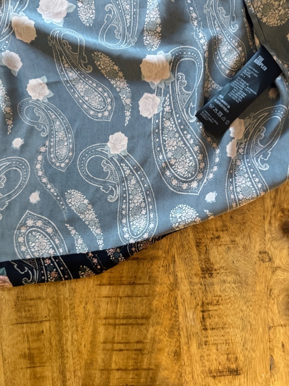 The Kooples blue pink Paisley flowers Rose silky dress button up down blouse top - Picture 7 of 11